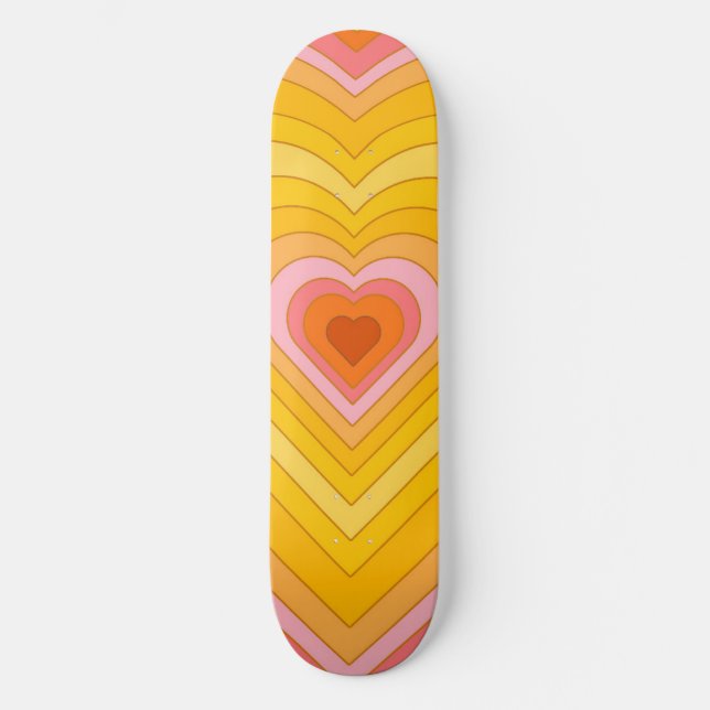 Groovy Retro Layered Heart Skateboard (Vorderseite)