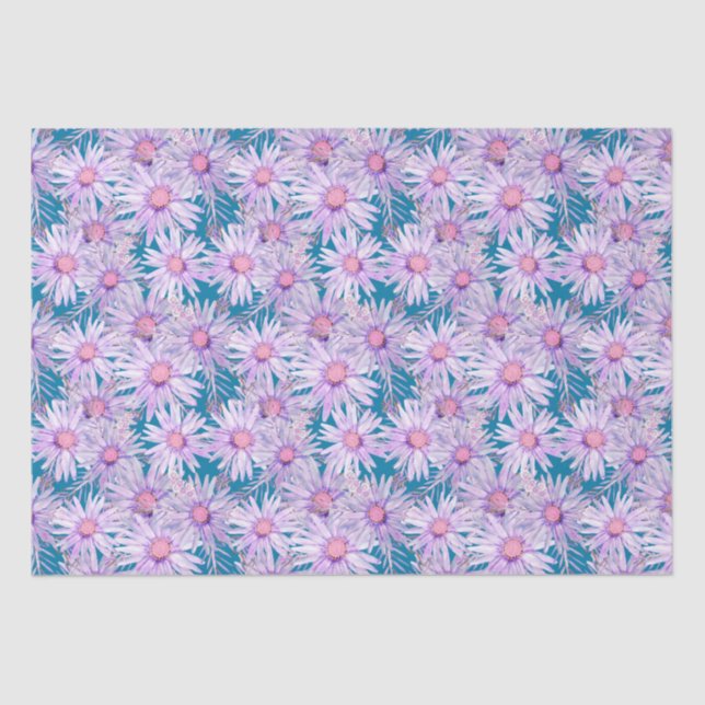 Groovy Retro Lila Daisy Pattern Seidenpapier (Vorderseite)
