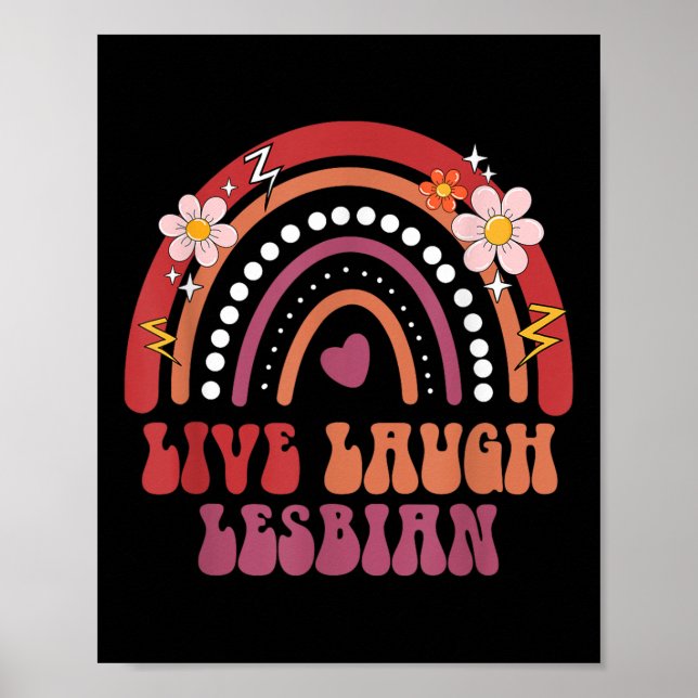 Groovy Retro Live Laugh Lesbian Pride Lgbtq+ Pride Poster (Vorne)