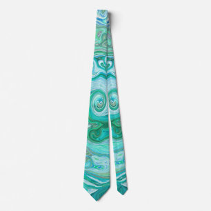 Groovy Retro Mintgrün und Blau Wirbel Krawatte