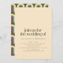 Groovy Retro Mod 70er Aesthetic Olive Green Weddin Einladung