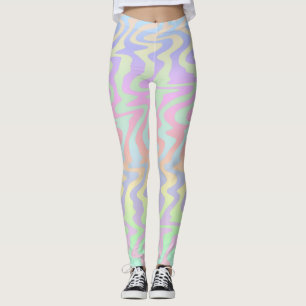 Groovy Retro Mod Boho Quirky Trippy Regenbogenwell Leggings