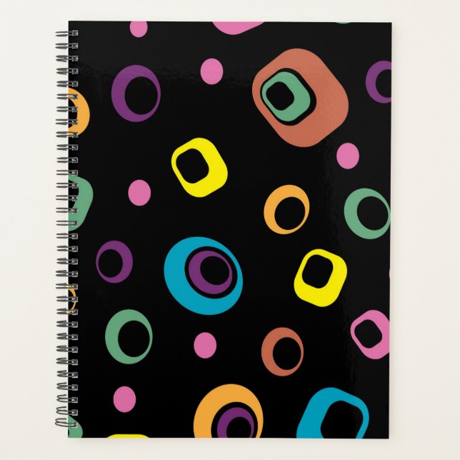 Groovy Retro Mod geometrisches abstraktes Hardcove Planer (Vorderseite)
