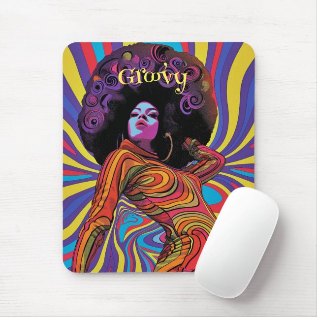 Groovy Retro Mouse Pad Mousepad (Mit Mouse)