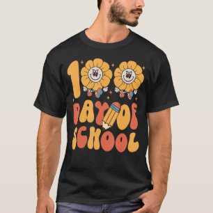 Groovy Retro Niedlich 100 Tage Blume Lehre T-Shirt