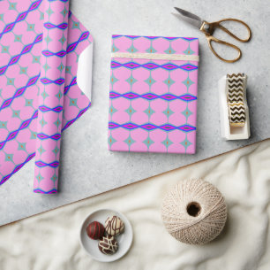 Groovy Retro Niedlich rosa geometrisches Muster Geschenkpapier