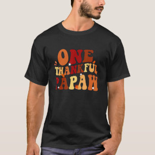 Groovy Retro One Thankful Papaw Vintag Thanksgivi T-Shirt