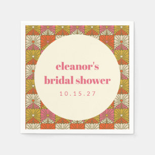 Groovy Retro Orange Botanische Bridal Shower Benut Serviette