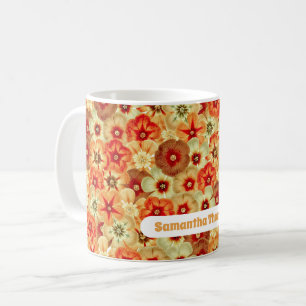 Groovy Retro Orange Hippie Blume Individuelle Name Kaffeetasse