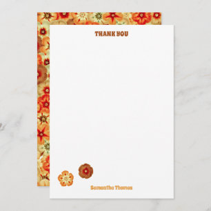 Groovy Retro Orange Hippie Blume Muster Dankeskarte