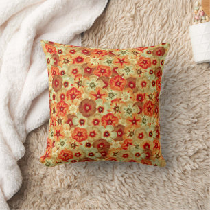 Groovy Retro Orange Hippie Blume Muster Kissen