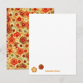 Groovy Retro Orange Hippie Blume Muster Mitteilungskarte