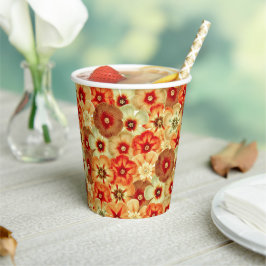 Groovy Retro Orange Hippie Blume Muster Pappbecher