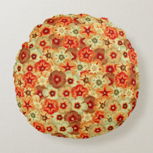 Groovy Retro Orange Hippie Blume Muster Rundes Kissen