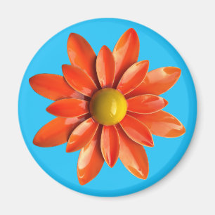 Groovy Retro Orange Hippie Daisy Blume Floral Magnet