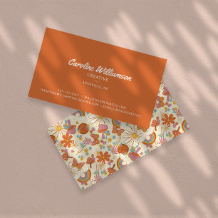 Groovy Retro Orange Hippie Friedensblumen Trendy Visitenkarte