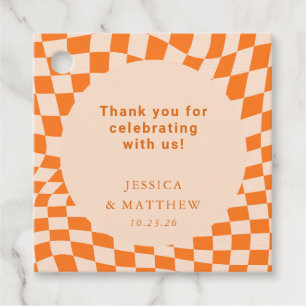 Groovy Retro Orange Karo Wedding Custom Vielen Dan Geschenkanhänger