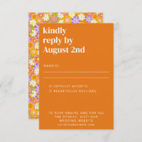 Groovy Retro Orange Purple Flowers Hochzeit