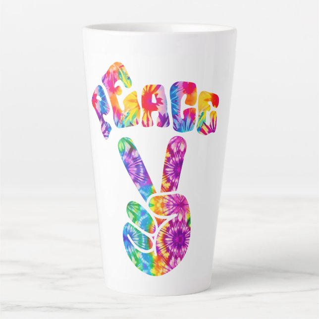 Groovy Retro Peace Hand Milchtasse (Vorderseite)