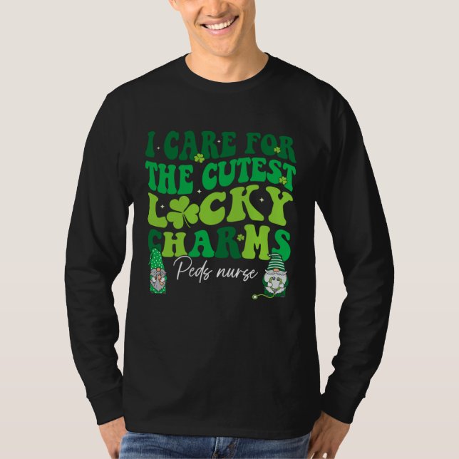 Groovy Retro Peds Nurse St Patrick s Day Pediatric T-Shirt (Vorderseite)