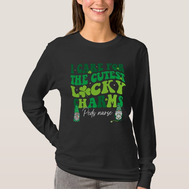 Groovy Retro Peds Nurse St Patrick s Day Pediatric T-Shirt (Vorderseite)