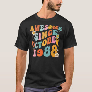Groovy Retro Phantastisch seit 1988 34 Jahre 34. T-Shirt