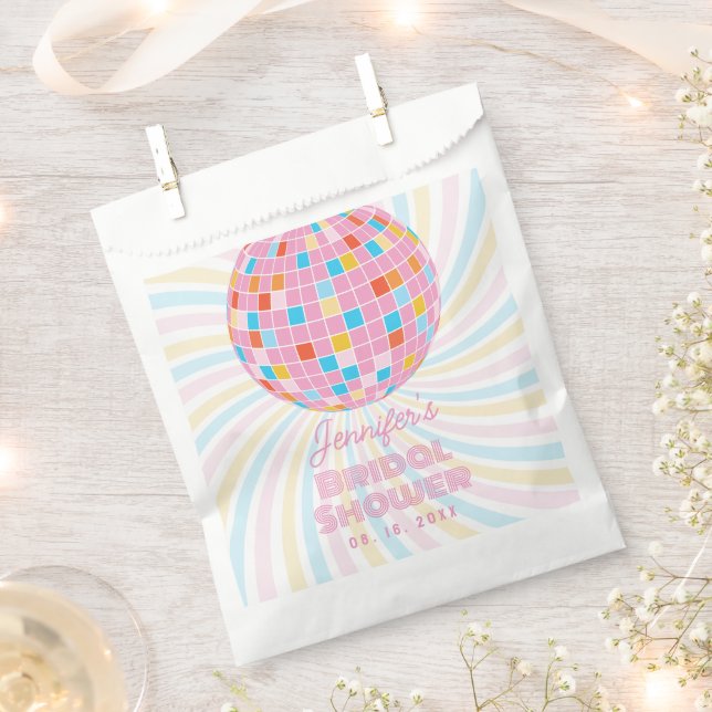 Groovy Retro Pink Disco Ball 70er 80er Brautparty Geschenktütchen (Ausgeschnitten)