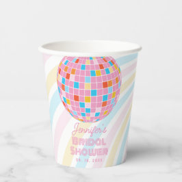 Groovy Retro Pink Disco Ball 70er 80er Brautparty Pappbecher