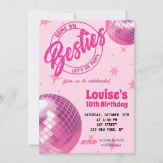 Groovy Retro Pink Doll Malibu Party Geburtstag Einladung