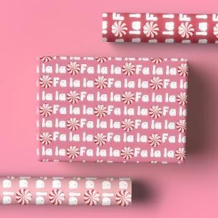Groovy Retro Pink Fa La Christmas Geschenkpapier Set