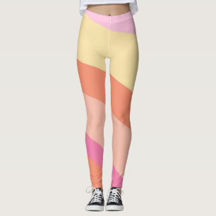 Groovy Retro Pink Orange Gelb Gestreift Leggings