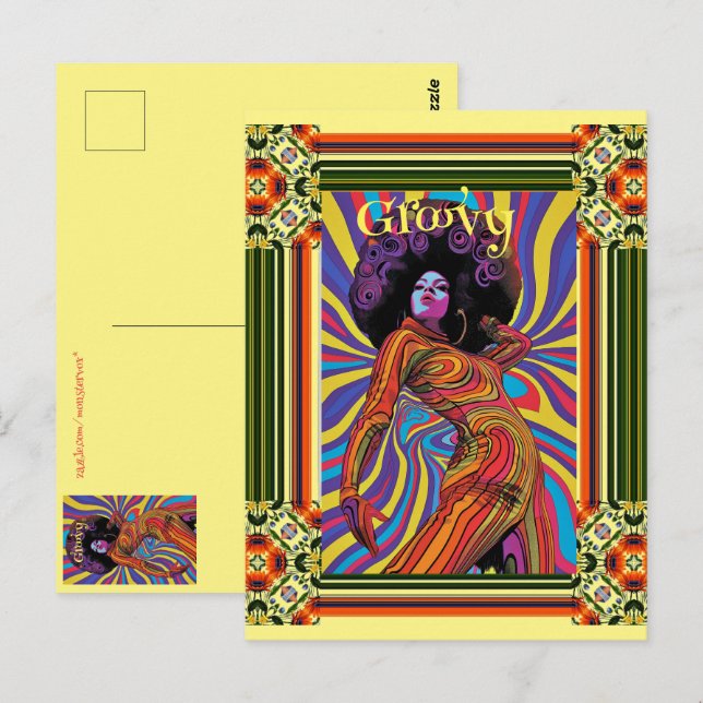 Groovy Retro Postcard Postkarte (Vorne/Hinten)