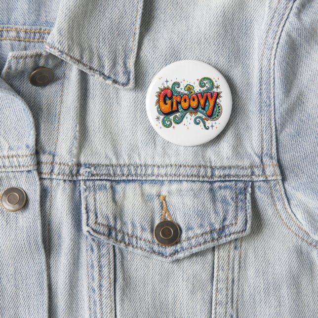 Groovy Retro Psychedelic 70er Funky Hippie Art Button (Beispiel)