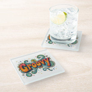 Groovy Retro Psychedelic 70er Funky Hippie Art Glasuntersetzer