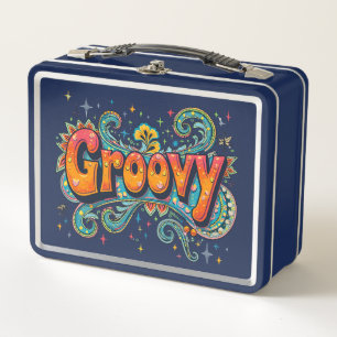 Groovy Retro Psychedelic 70er Funky Hippie Art Metall Brotdose