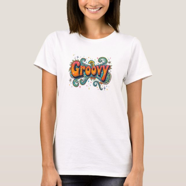 Groovy Retro Psychedelic 70er Funky Hippie Art T-Shirt (Vorderseite)