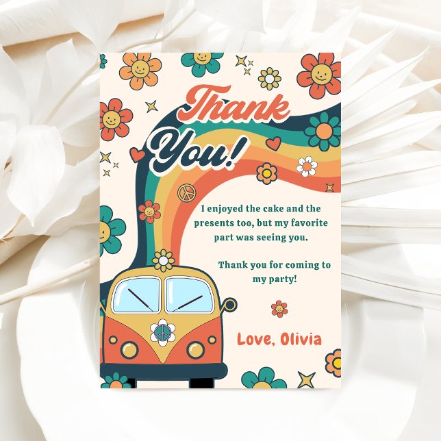 Groovy Retro Rainbow Birthday Dankeschön Karte (Von Creator hochgeladen)