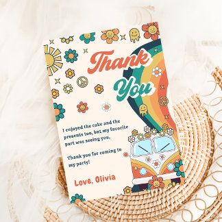 Groovy Retro Rainbow Birthday Dankeschön Karte