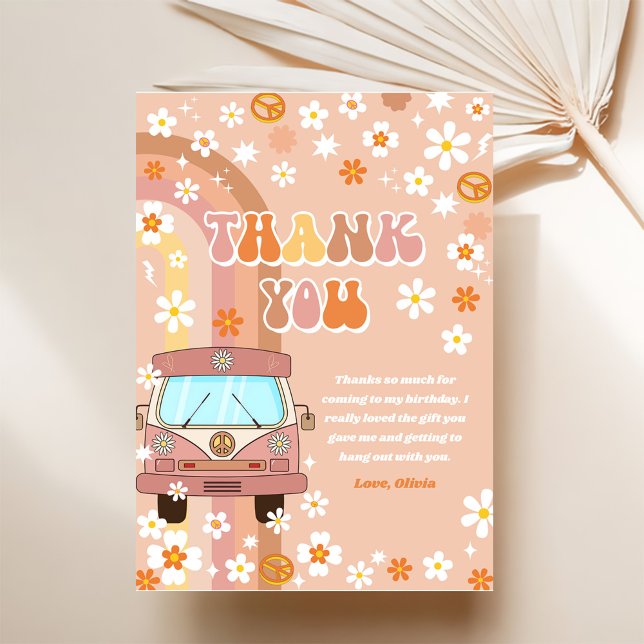 Groovy Retro Rainbow Birthday Dankeskarte (Von Creator hochgeladen)