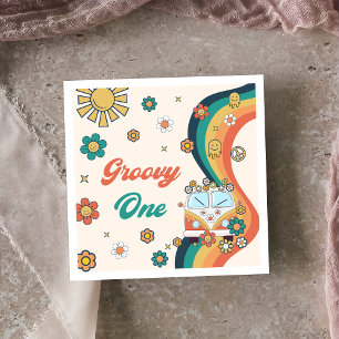 Groovy Retro Rainbow Birthday Party Napkins Serviette