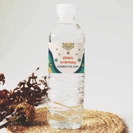 Groovy Retro Rainbow Birthday Party Wasserflaschenetikett