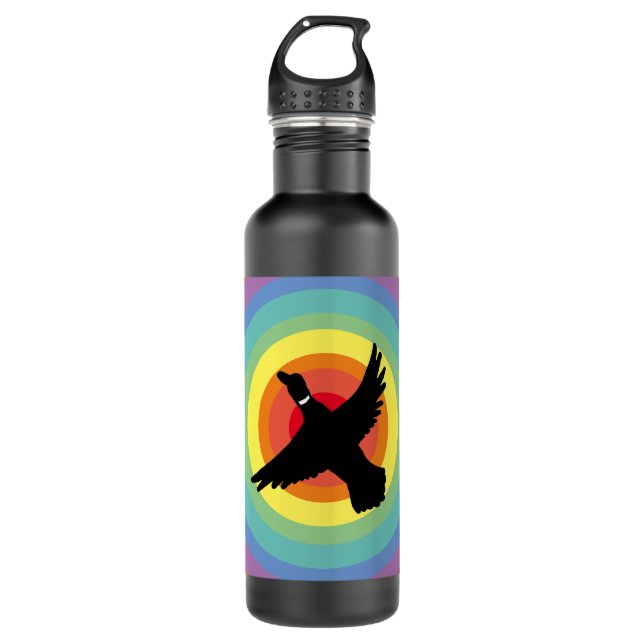 Groovy Retro Rainbow Circles Duck Edelstahlflasche (Vorderseite)