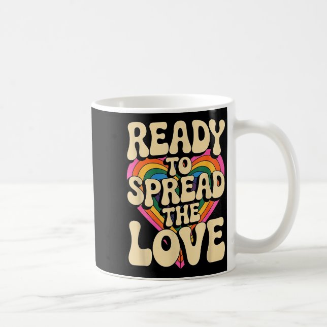 Groovy Retro Rainbow Heart Sitive Valentine Messag Kaffeetasse (Rechts)