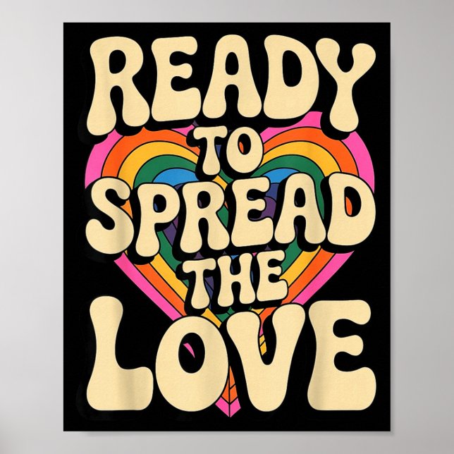 Groovy Retro Rainbow Heart Sitive Valentine Messag Poster (Vorne)