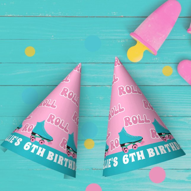 Groovy Retro Rainbow Roller Skaten Birthday Partyhütchen (Von Creator hochgeladen)