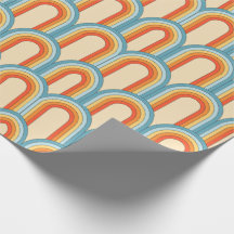 Groovy Retro-Regenbogenbögen in Orange und Blau