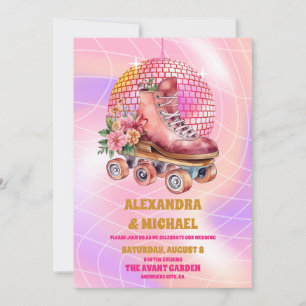 Groovy Retro Roller Skaten Wedding Einladung
