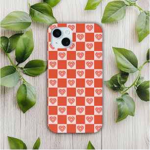 Groovy Retro Romantisches Liebesherz Roter Schachb Case-Mate iPhone Hülle
