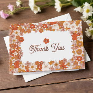 Groovy Retro Rosa Orange Brautparty Dankeskarte