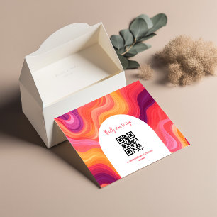 Groovy Retro Rosa und Orange Bogen-Hochzeit RSVP Karte